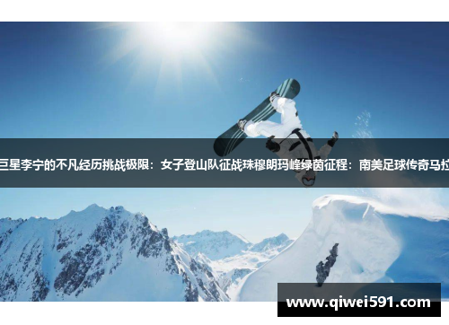 红色传奇：体育巨星李宁的不凡经历挑战极限：女子登山队征战珠穆朗玛峰绿茵征程：南美足球传奇马拉多纳的辉煌生涯